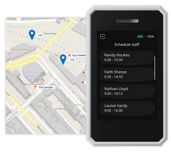 Know where staff are in real-time
