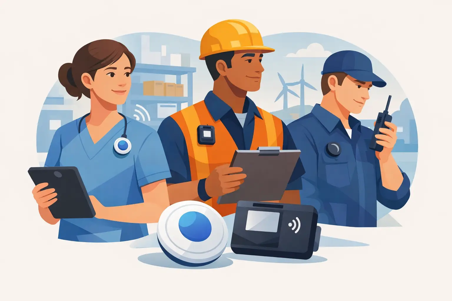 Wearable Badges for Deskless Workers at Work